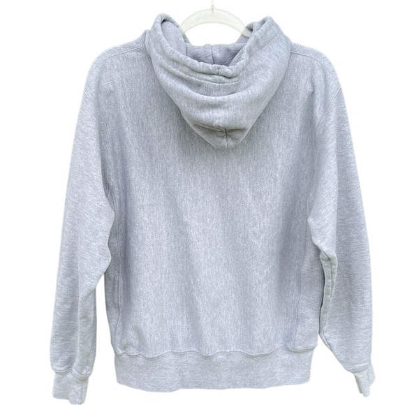 Champion Reverse Weave Big C Spell Out Logo Hoodie Gray Medium Thick Soft - Picture 2 of 11